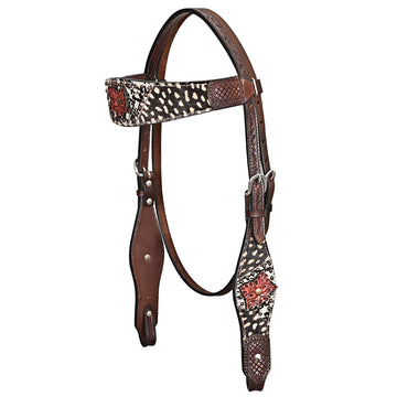 HILASON Western Horse Floral Headstall Breast Collar Leather Brown